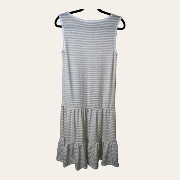 0030W. Bb DAKOTA MAXI TIERED DRESS WIDE STRAPS CREAM AND WHITE IN STRIPES XSMALL - Picture 10 of 14